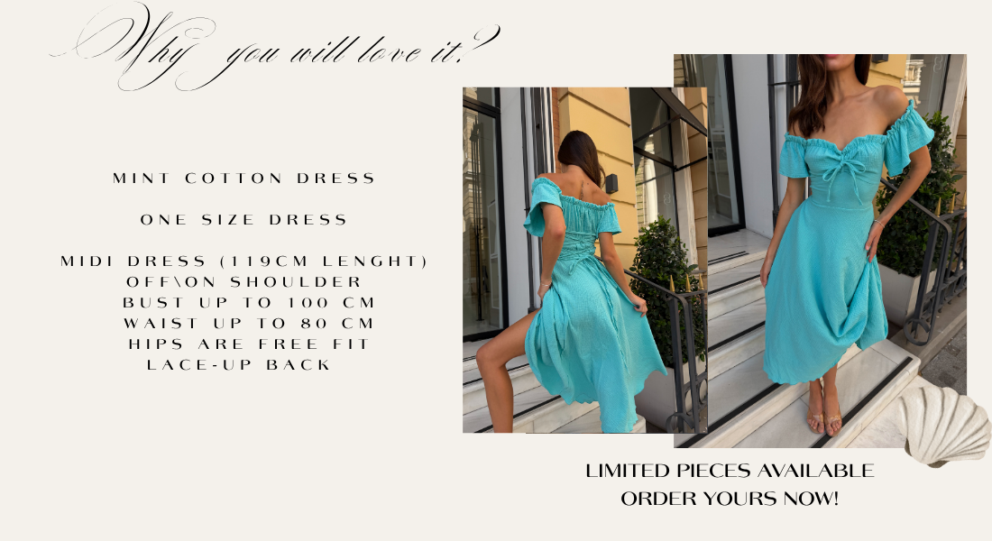 Mint Cotton Midi Dress with Lace-Up Back | RedHex Atelier
